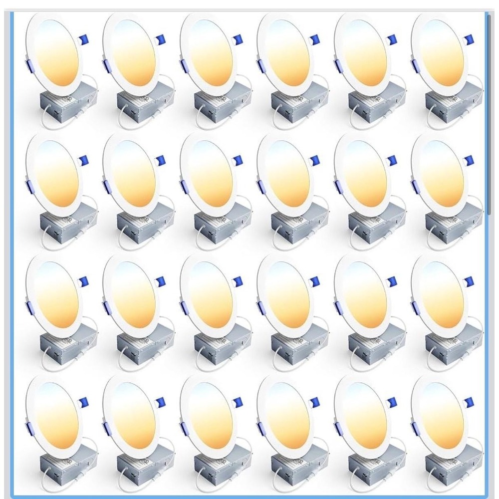 Ensenior 24 Pack 6 Inch LED Recessed Ceiling Lights 5CCT 12W 120V White Open Box
